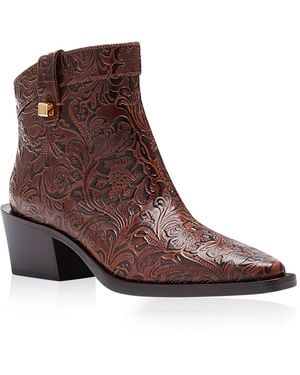 Skorpios Alexandra Borgia Charro Embossed Leather Ankle Boots - Brown