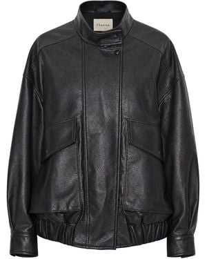 Charoux Tunnel Aviator Leather Jacket - Black
