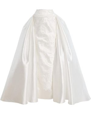 Wiederhoeft Stargazer Draped Silk-Mikado Ball Skirt - White