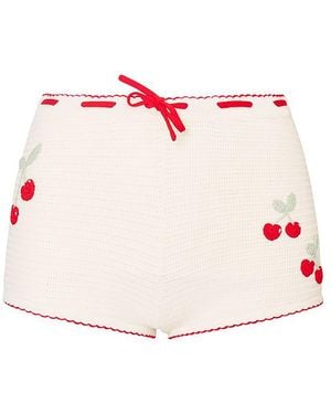 LoveShackFancy Nandie Cherry Crochet Shorts - Pink