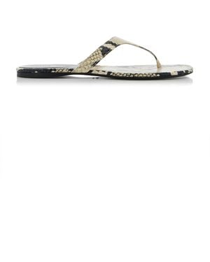 KHAITE Archer Python-Embossed Leather Sandals - White