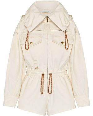 Zimmermann Clash Drill Cotton Playsuit - Natural