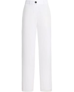 Brandon Maxwell Holland Sheer Cropped Silk Trousers - White