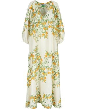 BERNADETTE Georgio Kumquat-printed Linen Maxi Dress - Yellow
