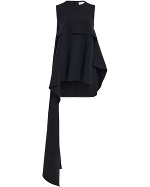 Michael Kors Asymmetric Streamer Poplin Top - Black