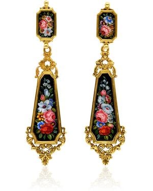 Simon Teakle Antique 18K Enamel Ear Pendants - Metallic