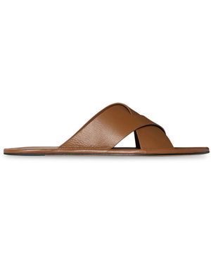 The Row Malick Cross Leather Sandals - Brown