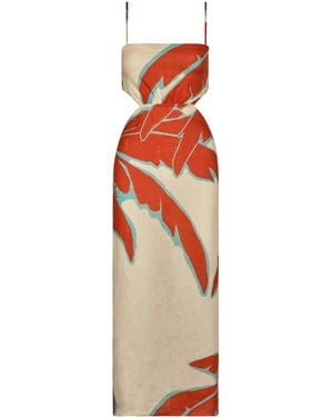 Johanna Ortiz Tactile Winds Printed Linen Midi Dress Palm Beach - Multicolour