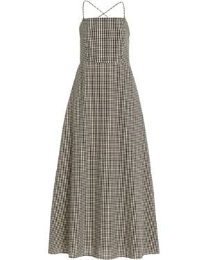 Posse Lori Open-back Gingham Cotton Maxi Dress - Black