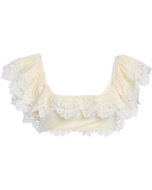 Sea Iyla Ruffled Lace-Trimmed Bikini Top - White