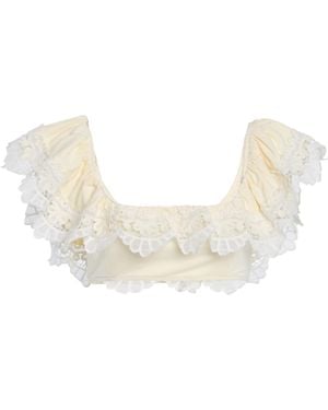 Sea Iyla Ruffled Lace-Trimmed Bikini Top - White