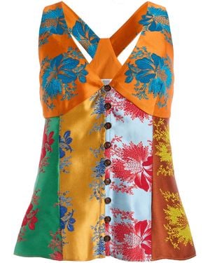 Rosie Assoulin Row; Row; Row Your Buttons Silk-Blend Top - Orange
