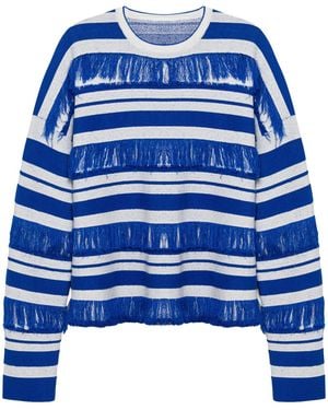 Jonathan Simkhai Carrick Fringed Cotton-Blend Knit Jumper - Blue
