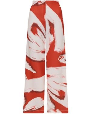 ANDRES OTALORA Te Veia Printed Wide-Leg Trousers - Red