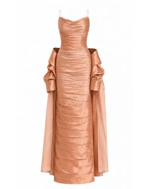 Sandra Mansour Undertow Draped Silk Maxi Dress - Orange