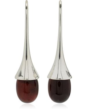 RAGBAG STUDIO Drop Sterling Tiger's Eye Earrings - White