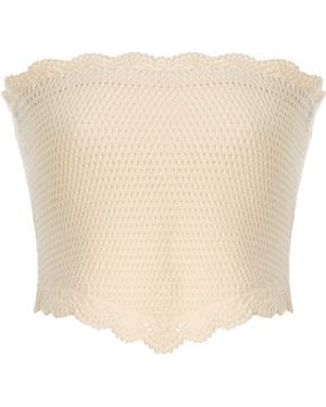 Posse Dylan Strapless Crocheted Crop Top - Natural