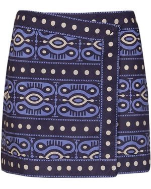 Johanna Ortiz Hunting Roots Cotton Poplin Mini Skirt - Blue