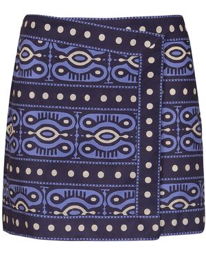 Johanna Ortiz Hunting Roots Cotton Poplin Mini Skirt - Blue