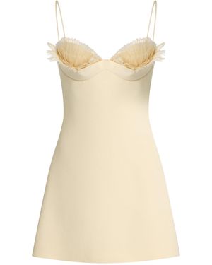 David Koma Tulle-Trimmed Satin Balconette Mini Dress - Natural