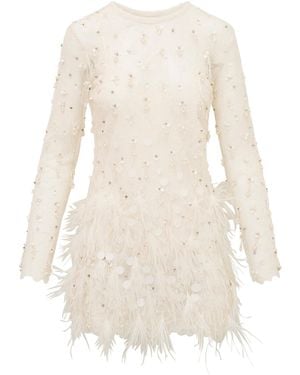 LoveShackFancy Alouetta Embellished Lace Mini Dress - White