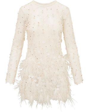 LoveShackFancy Alouetta Embellished Lace Mini Dress - White