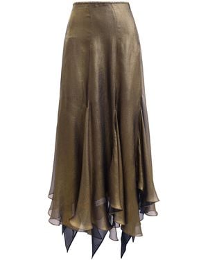 Francesca Miranda Golden Trio Silk Midi Skirt - Natural