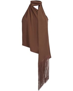 Taller Marmo Astor Scarf-Neck Crepe Cady Top - Brown