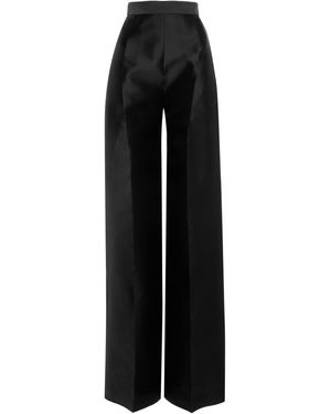 Greta Constantine Dionne Satin Wide Leg Trousers - Black