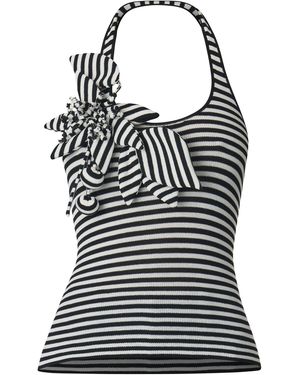 Monse Floral-Applique Halter Top - Black