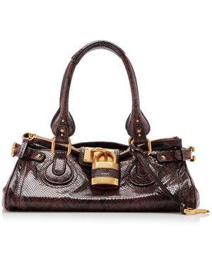 Chloé Paddington Python-Embossed Leather Shoulder Bag - Brown