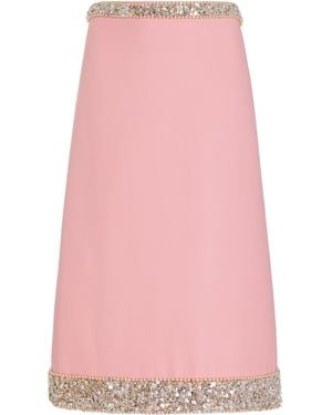 Miu Miu Embellished Cady Midi Skirt - Pink