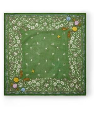 Chan Luu Embroidered Floral Bandana - Green