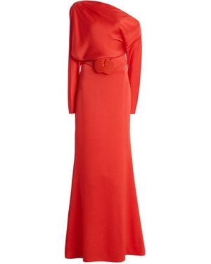 Silvia Tcherassi Noelia Off-The-Shoulder Satin Maxi Dress - Red