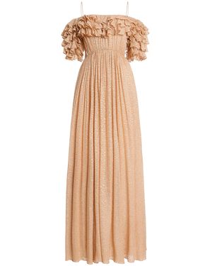Ulla Johnson Persephone Off-The-Shoulder Metallic Silk-Blend Gown - Natural