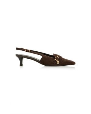 Tod's Medallion Buckle Suede Pumps - Brown