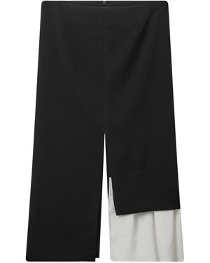 THE GARMENT Treviso Contrast-Detailed Cotton Midi Skirt - Black