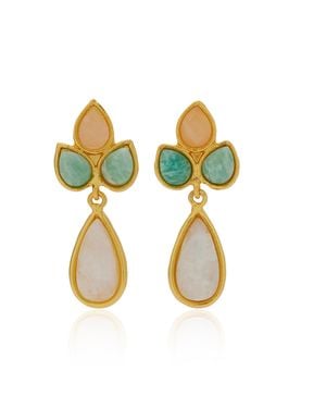 Sylvia Toledano Paisley Quartz; Amazonite; Moonstone Earrings - Metallic