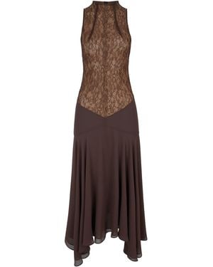 De La Vali Chandra Lace And Chiffon Midi Dress - Brown
