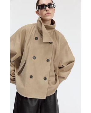 UTZON Joerdis Double-Breasted Suede Jacket - Natural