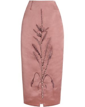 Wiederhoeft Exclusive Embellished Silk Satin Midi Skirt - Pink