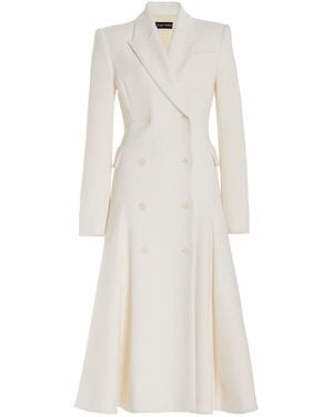 Sergio Hudson Double-breasted Wool Midi Coat Dress - White