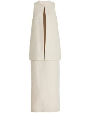 Brandon Maxwell The Astrid Split-front Crepe Maxi Dress - White