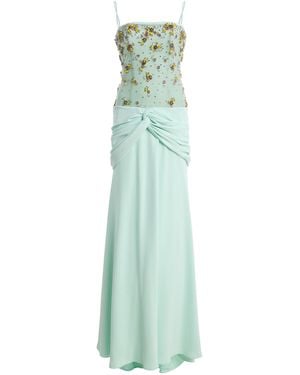 Costarellos Nissa Crepe Embroidered Tulle Gown - Natural
