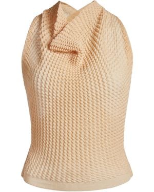 Victoria Beckham Draped Knit Strech-Cotton Top - Natural