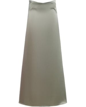 SEV Strapless A-Line Satin Midi Dress - Green