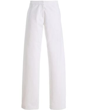 Brandon Maxwell The Parks Side-Pleated Cotton Straight-Leg Pants - White