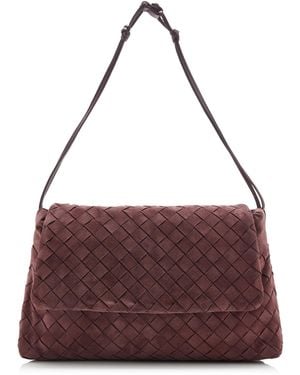 Bottega Veneta Giorno Intrecciato Suede Clutch - Purple