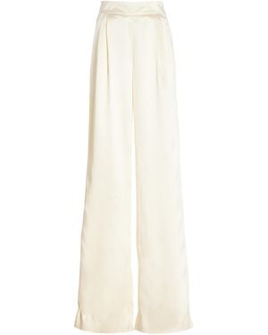 LAQUAN SMITH High-rise Silk Wide-leg Trousers - White