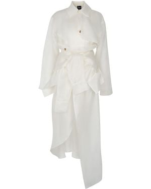 A.W.A.K.E. MODE Sheer Silk Trench Coat - White